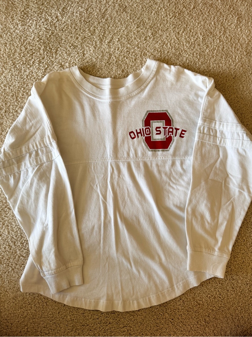 boxercraft White Kids Long-Sleeve Tee with Red Ohio State Logo